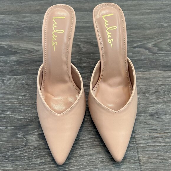 NEW Lulus SZ 8 Frae Naked Hazelnut Pointed Toe Mules Stiletto Heels Blush Pink - Picture 3 of 11